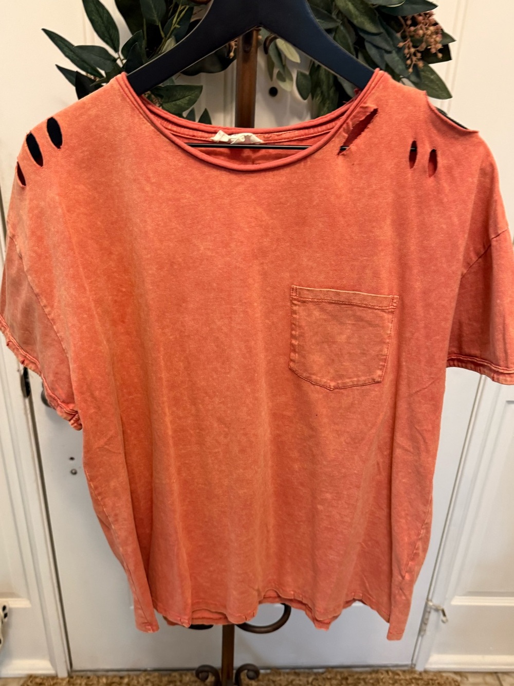 Entro Distressed Stonewashed Oversized Tee T Shirt SS M